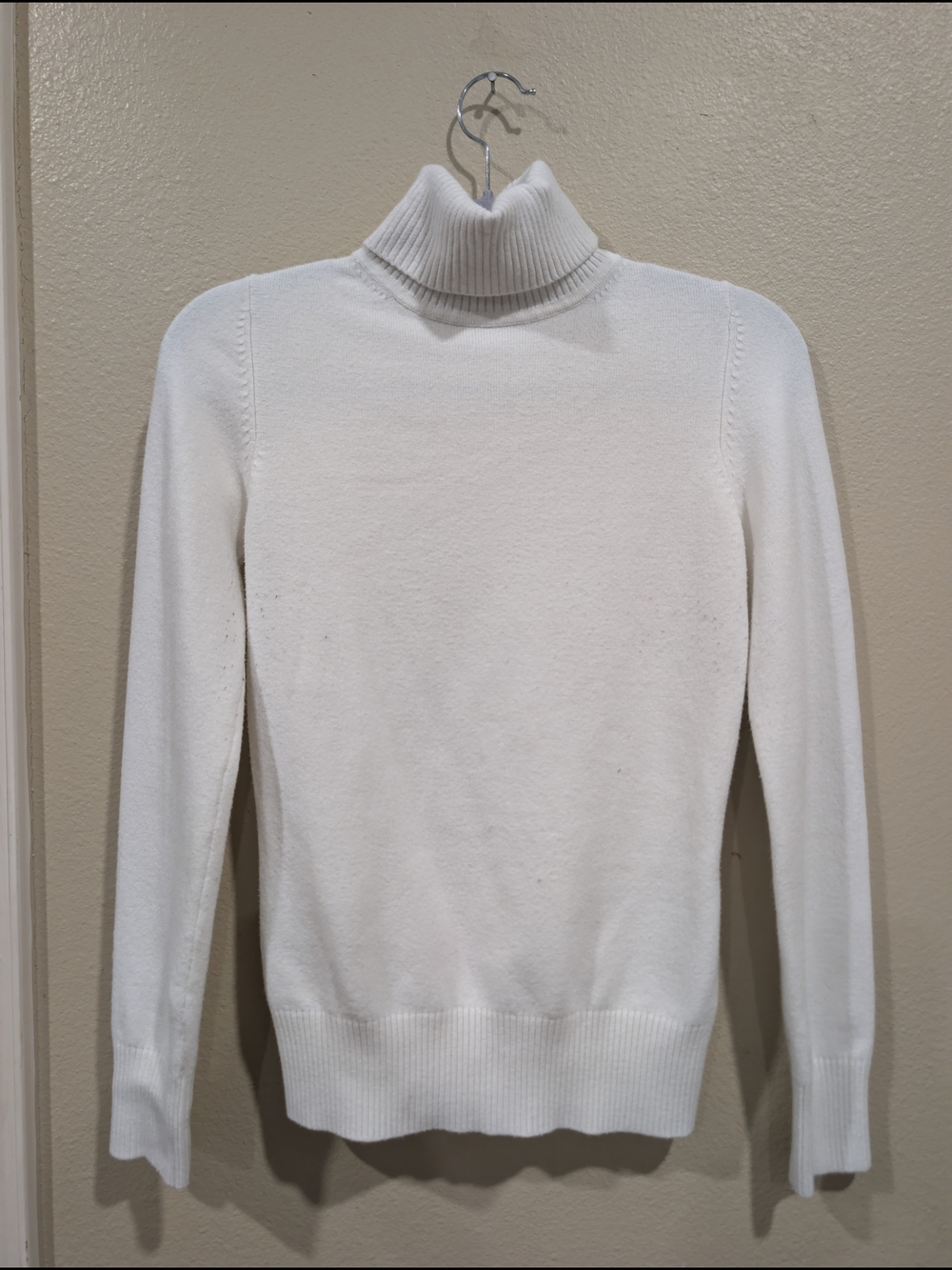 French Connection Cream Ribbed Turtleneck Sweater
